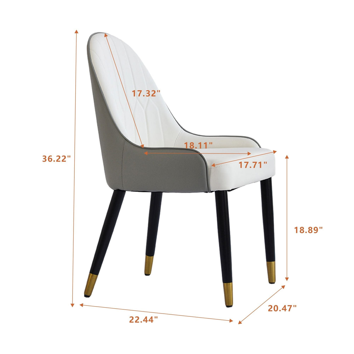 Modern Sponge-Filled Dining Chair, Solid Wood Metal Legs, Suitable For Restaurants, Living Rooms And Rooms (Set of 2)