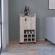 Bar-cart-with-6-built-in-wine-rack-and-casters,-light-gray-Carts-&-Islands