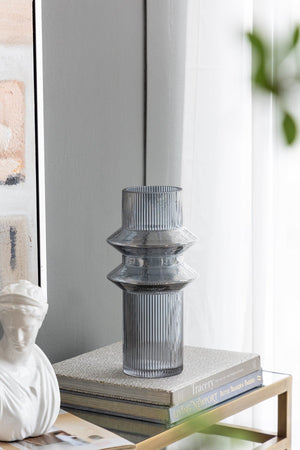 D5.9x11.8'H Fluted Accent Vases with Ribbed Design, Set of 2