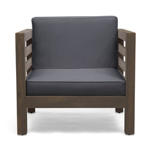 Outdoor Acacia Wood Patio Chair With Fabric Cushion