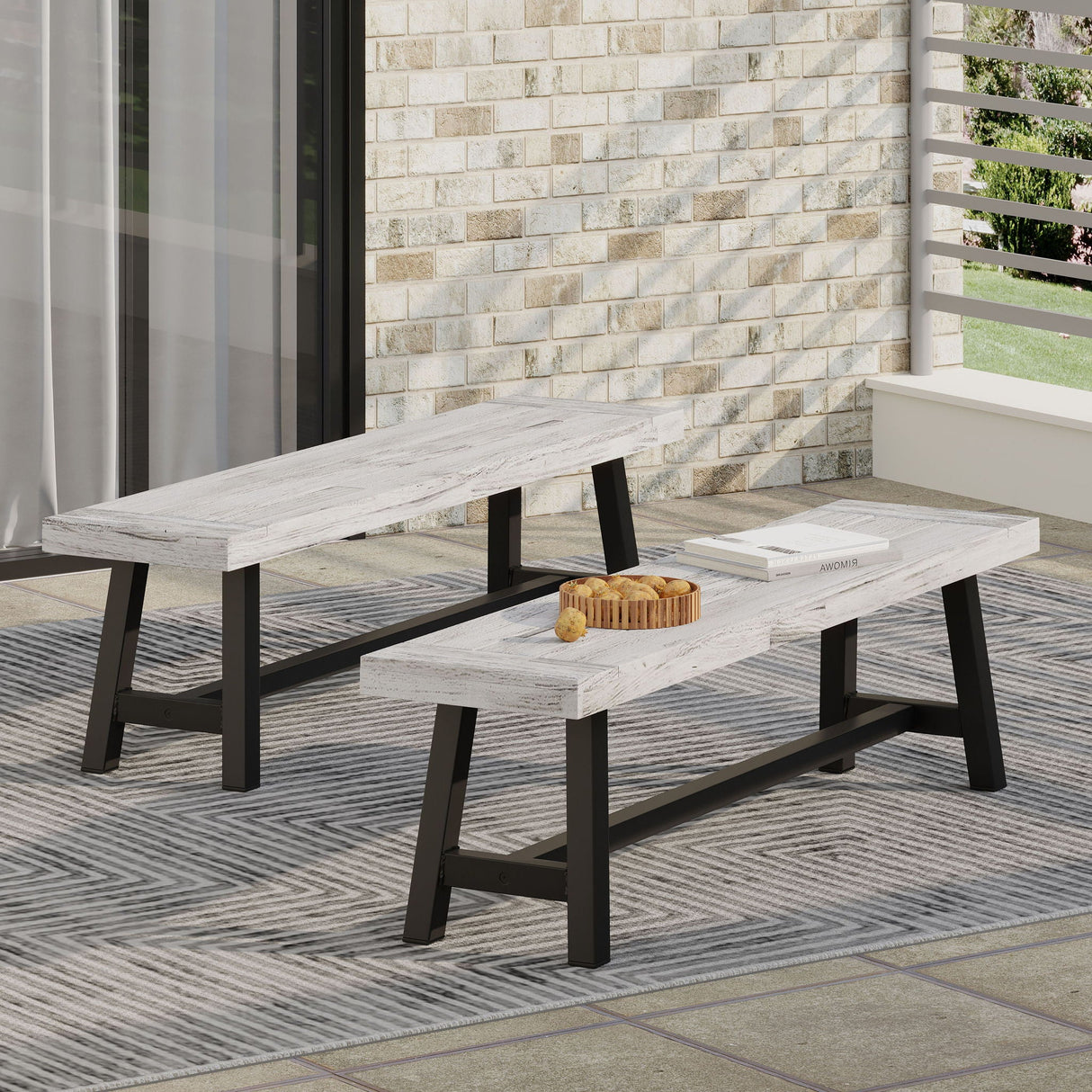 Tranquilizer - Outdoor Acacia Wood Bench With Slat Panel Design