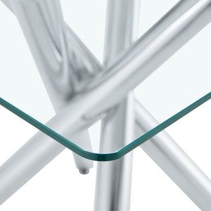 Modern Electroplated Metal Leg Bar Table with Tempered Glass Top