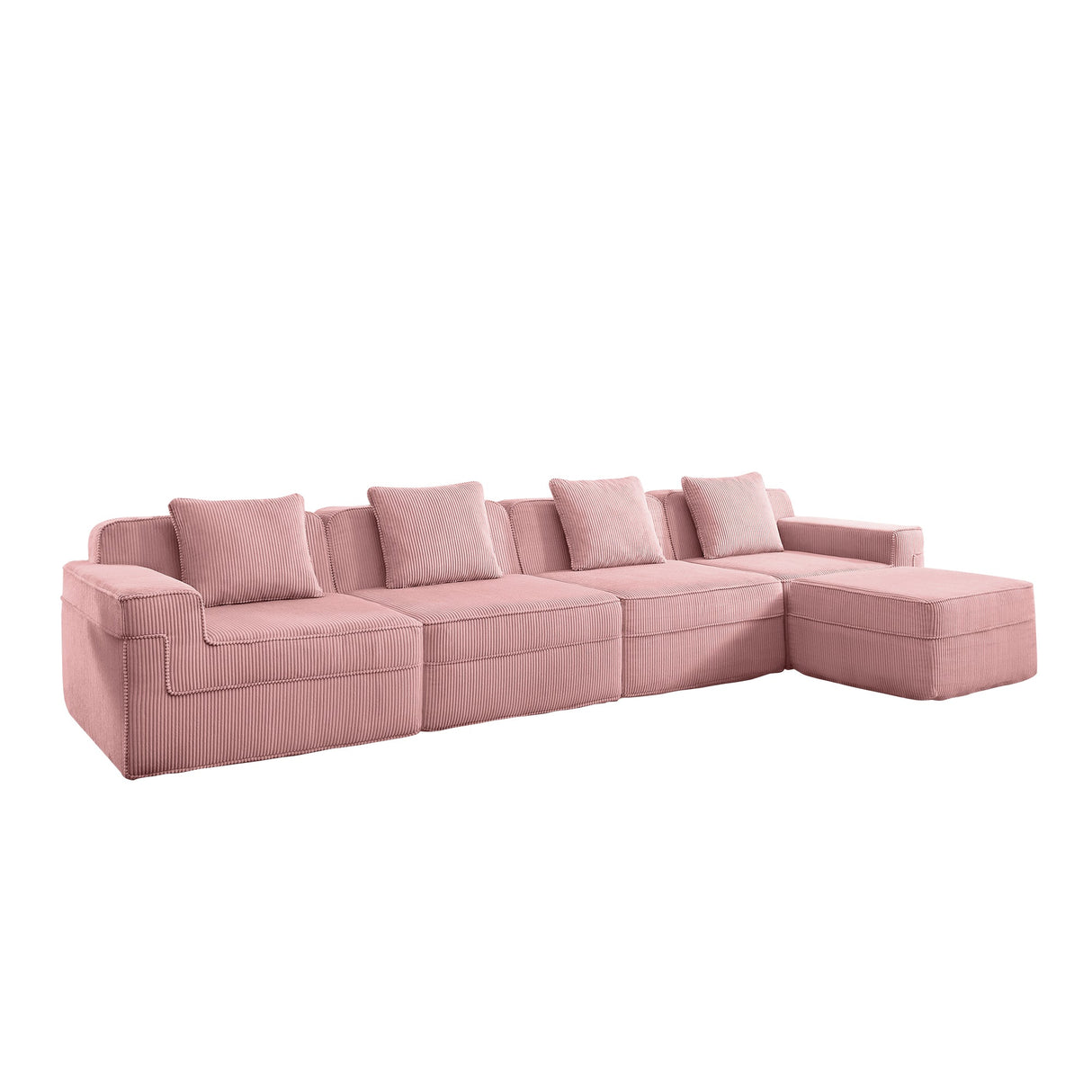 Modular 4 Seat L Shape Sectional Boneless Sofa