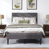 Full Bed Frame with Linen Storage Headboard