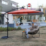 10ft Solar LED Offset Hanging Market Patio Umbrella (Orange)