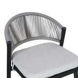 Outdoor 26' Counter Height Metal Frame Counter Stools with Scallop-shaped Backrest & Water-resistant Cushions, Set of