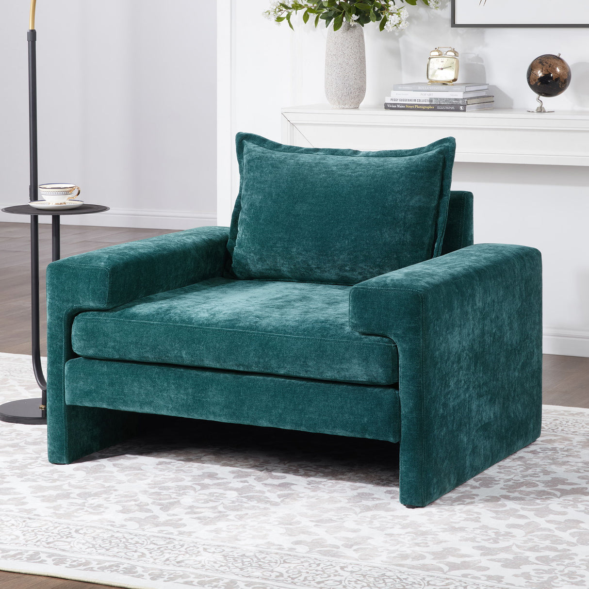 Upholstered Accent Chair With Wide Armrests And Ergonomic Back Support
