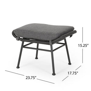 Outdoor Modern Boho Wicker Ottoman With Cushions (Set of 2)