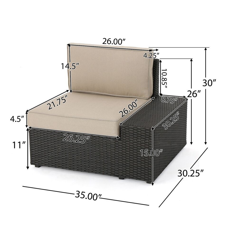 Santa Cruz - 8 Piece Outdoor Sectional Set - Dark Brown