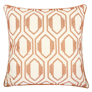Geometric Embroidered Throw Pillow - Rust