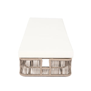 Beige and White Adjustable Sunlounge with Woven Rope Base
