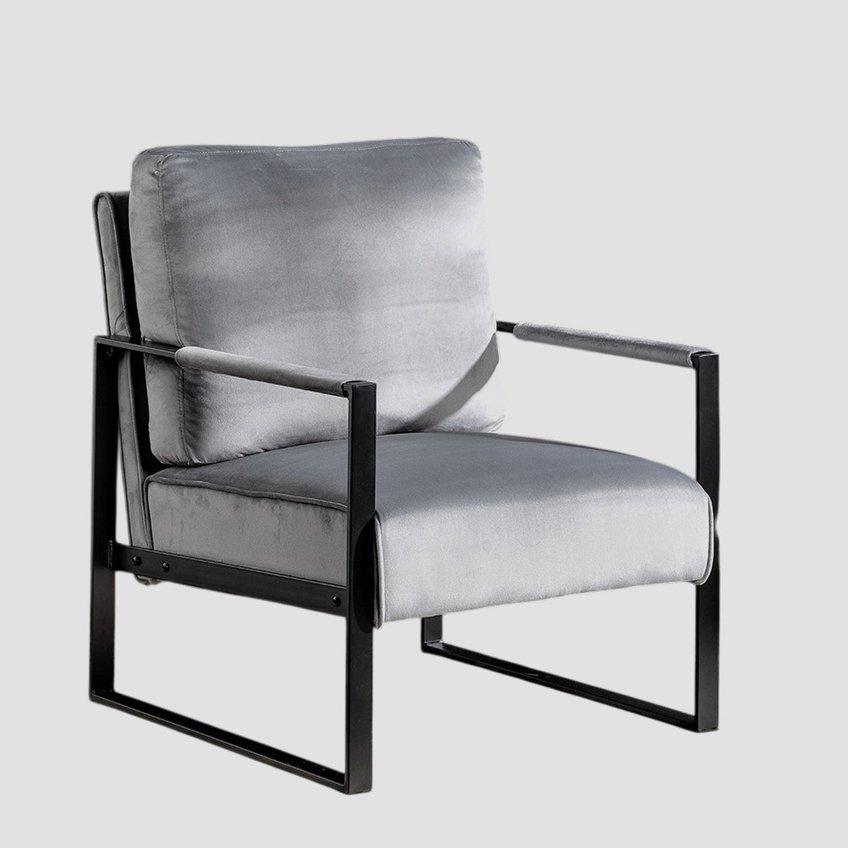 Classic Mid Century Modern Accent Chair with Square Metal Frame - Multiple Colors