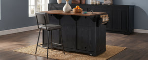 K&K 72" Farmhouse Kitchen Island with Fridge Storage Space & Power Outlet