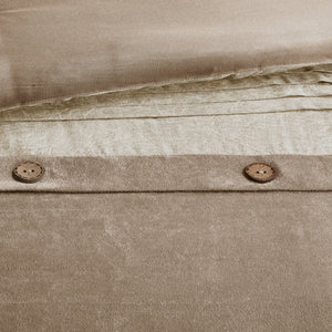 7 Piece Faux Suede Comforter Set Tan King
