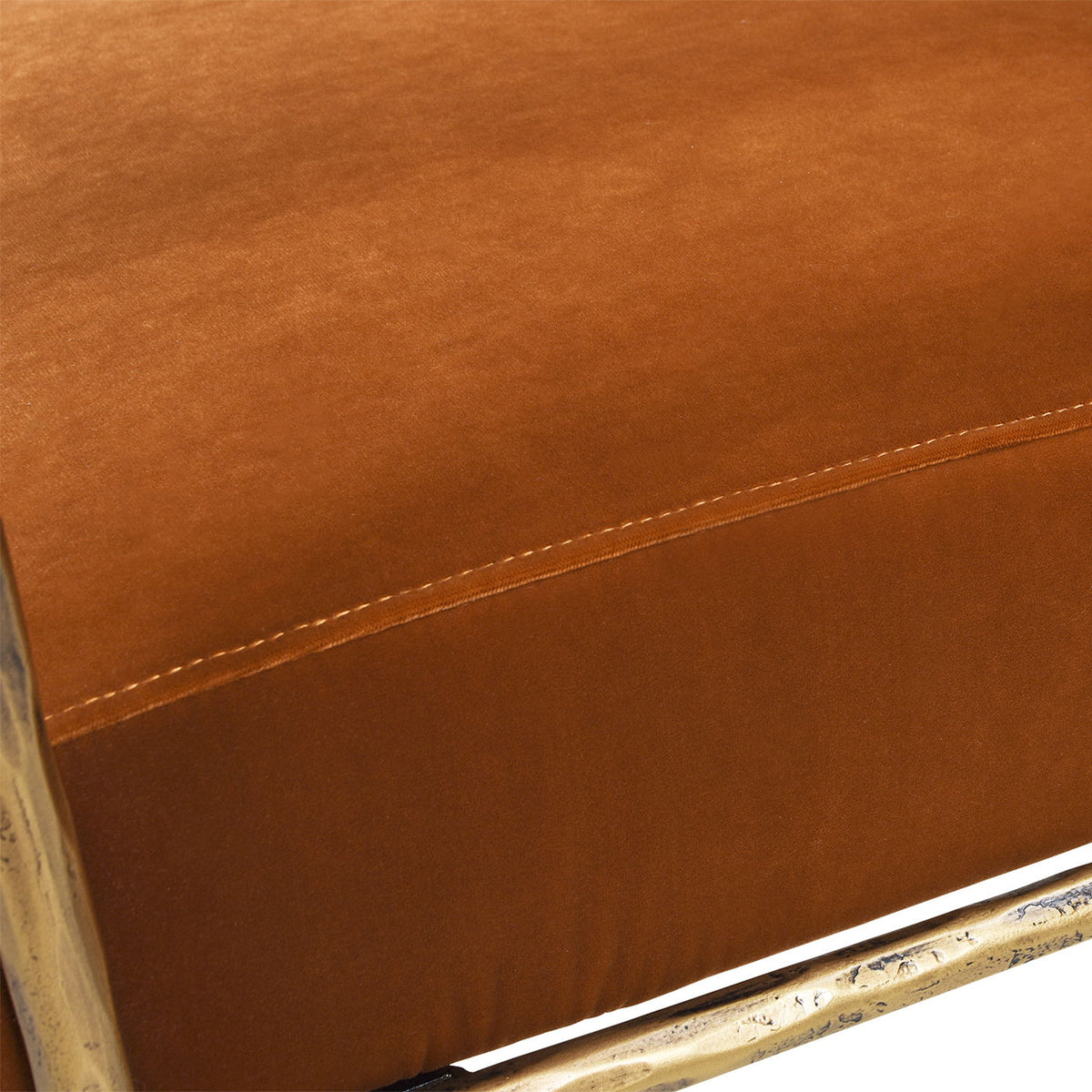 Hammered Brass Upholstered Accent Arm Chair with Performance Upholstery - Orange or Dark Green