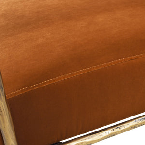 Hammered Brass Upholstered Accent Arm Chair with Performance Upholstery - Orange or Dark Green
