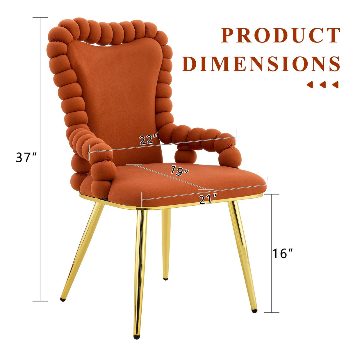 Puffy Bubble Ball Chain Chair With Armrests For Dining Room (Set of 2)