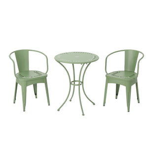 Ambrosia 3 Piece Bistro Set With Leaf Motifs Top And Seat