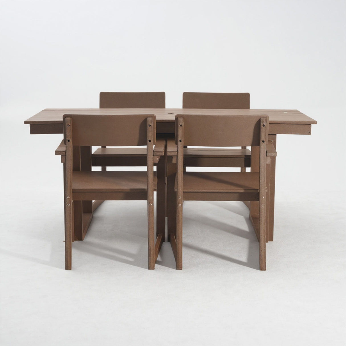 5 Piece Outdoor Dining Set with Umbrella Hole and 4 Armrest Chairs