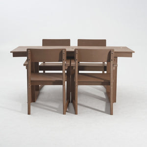 5 Piece Outdoor Dining Set with Umbrella Hole and 4 Armrest Chairs