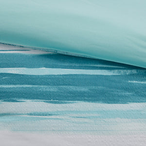 8 Piece Printed Seersucker Comforter and Quilt Set Collection Aqua King/Cal King