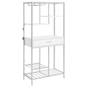 Draper - 5 Shelf LED Wine Cabinet With Pull Out Drawer - Gloss White