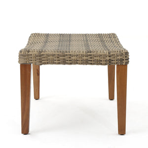 Outdoor Rattan Wicker Ottomans - Gray