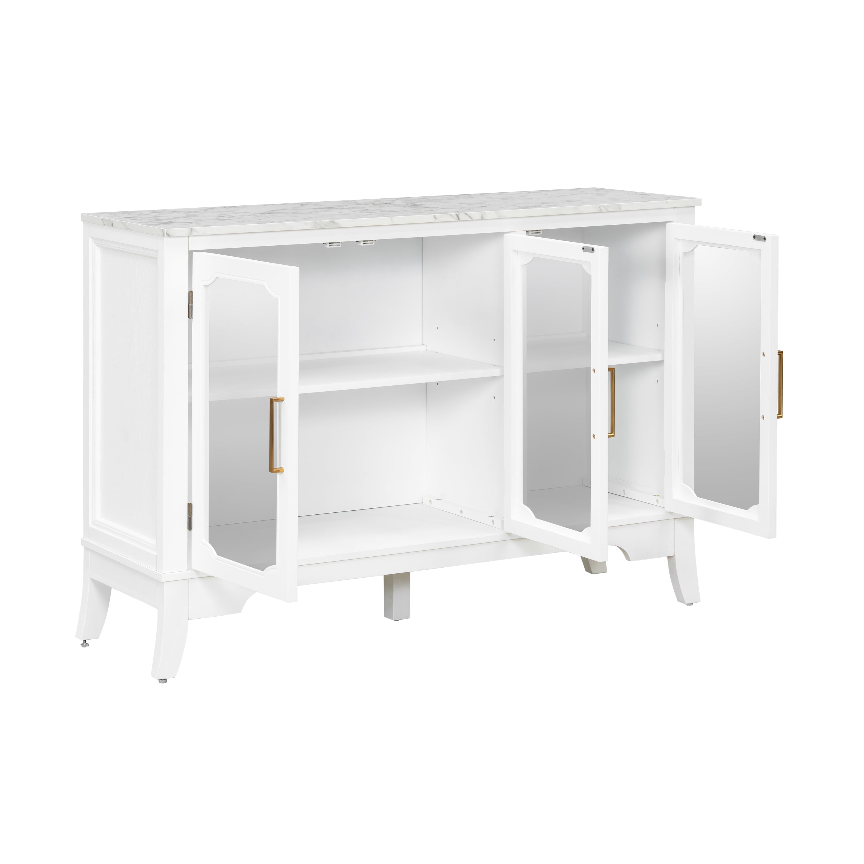 Storage Cabinet 3 Doors Stylish Style White | HouseOfZazla