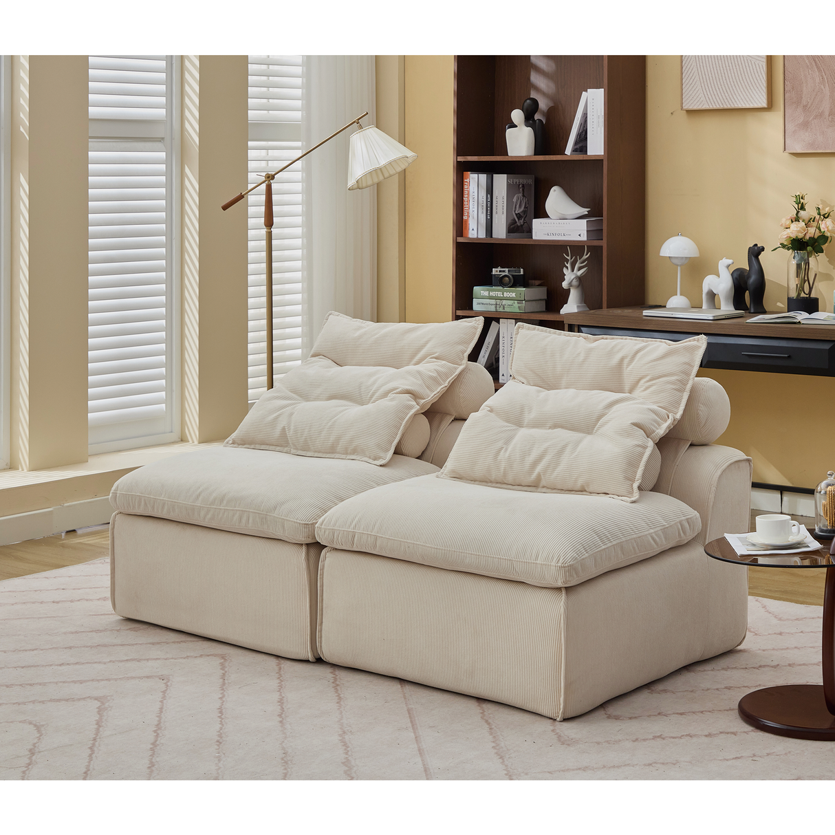 Modular Sofa with Neck and Lumbar Pillows - 2 Seats