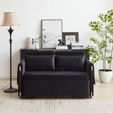 Conway Convertible Velvet Loveseat Sleeper with Arm Storage and Adjustable Back