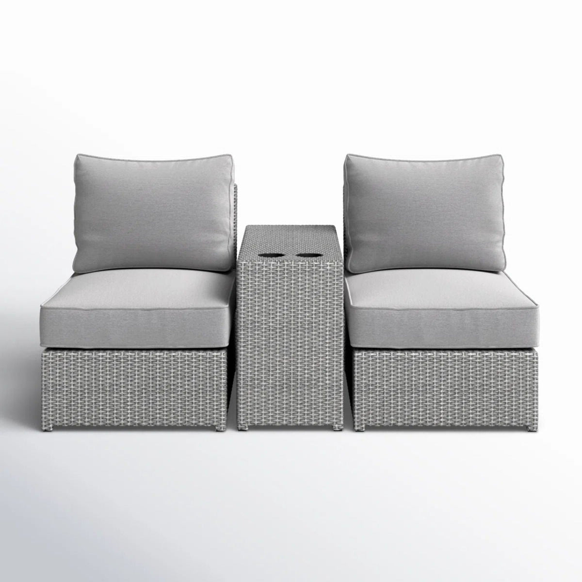 Weather Resistant Wicker Conversation Set with Cushions – Dark Brown or Dark Gray