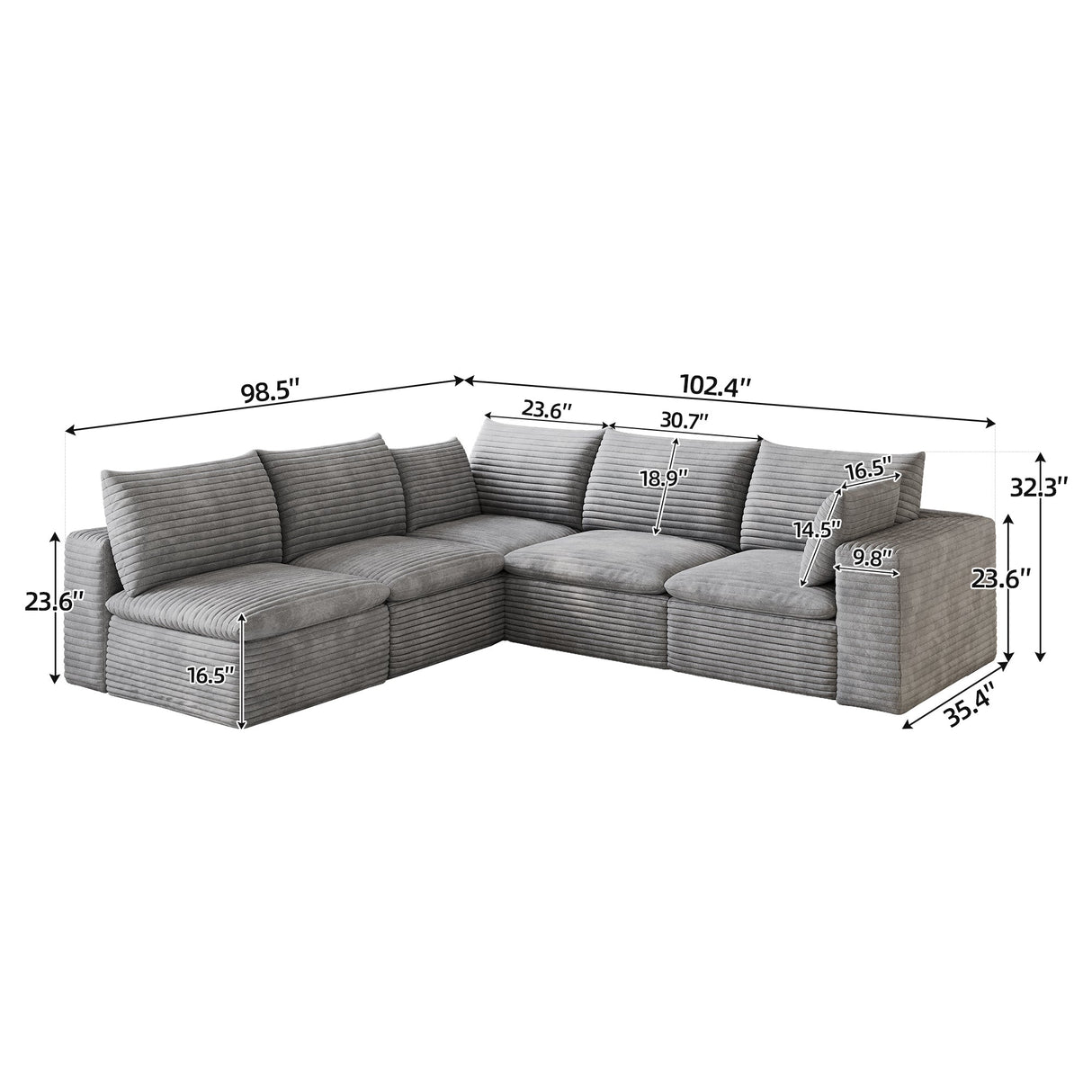 Cloud Sofa - 99*103" Corduroy Fabric