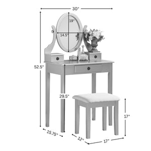 Moniys Wood Moniya Makeup Vanity Table and Stool Set