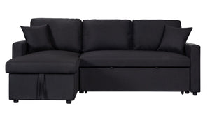 Paisley - Fabric Reversible Sleeper Sectional Sofa With Storage Chaise