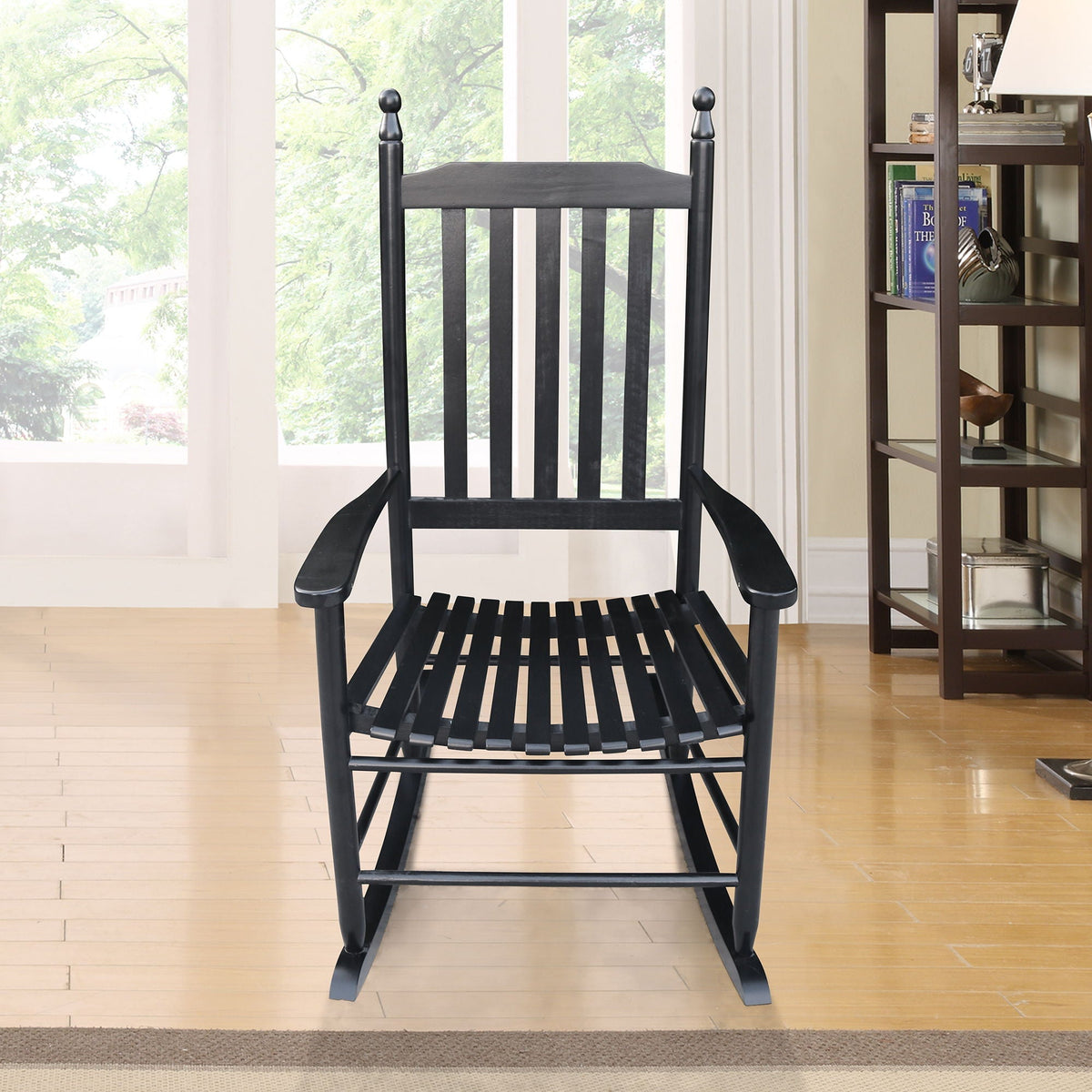Wooden Porch Rocker Chair with Solid Wood Construction - Black or White