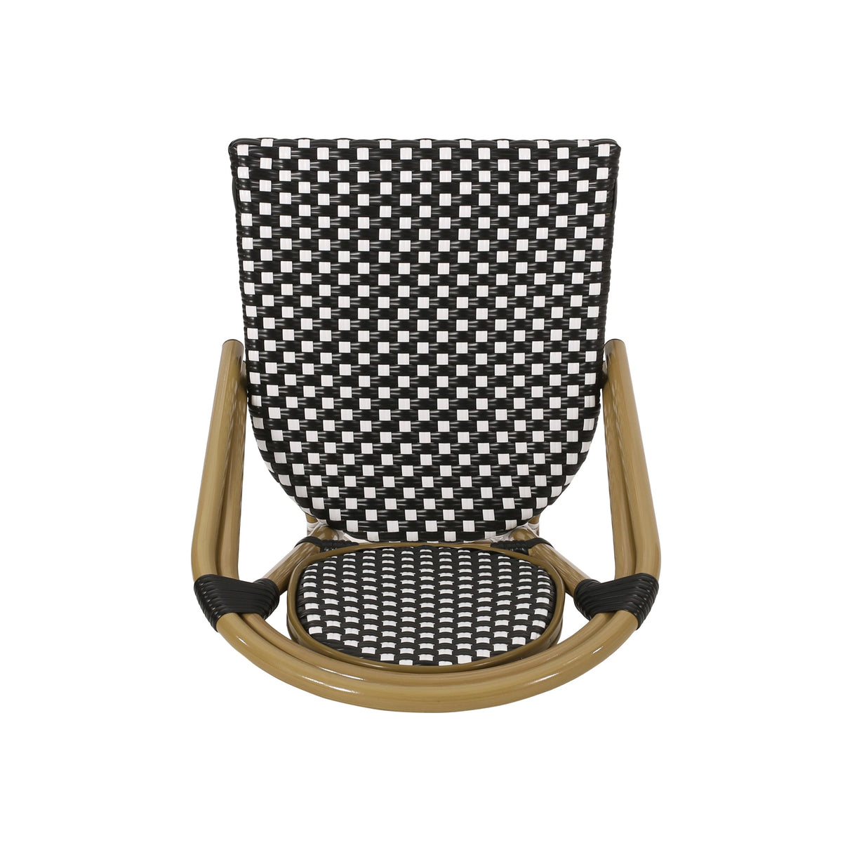 Outdoor PE Rattan and Aluminum French Bistro Chair, Set of 2