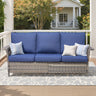 76.7" Wide Outdoor Wicker Patio Sofa with Armrests