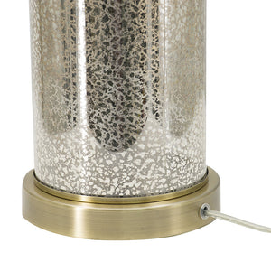 16x16x35 Gold Mirrored Glass Table Lamp with White Fabric Shade
