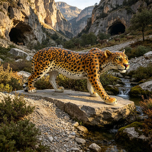 Realistic Leopard Garden Statue - 32" Lifelike Resin Cheetah Sculpture