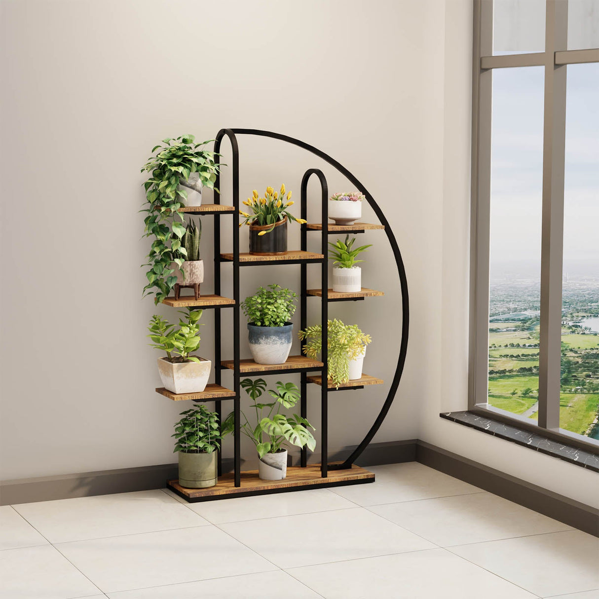 62.2 Inch Tall Metal Indoor Plant Stand with Grow Lights