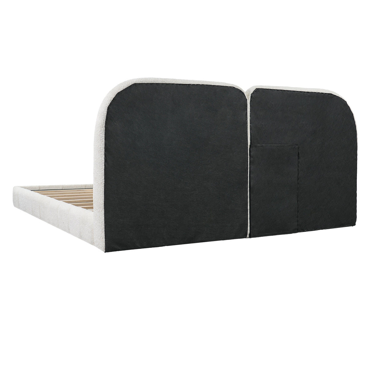 Queen Size Boucle Upholstered Platform Bed with Tufted Headboard