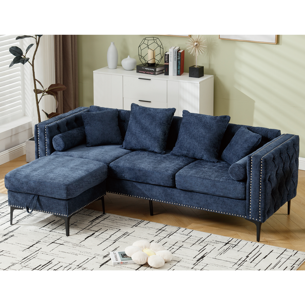 Modern Lounge Chenille Sectional Sofa