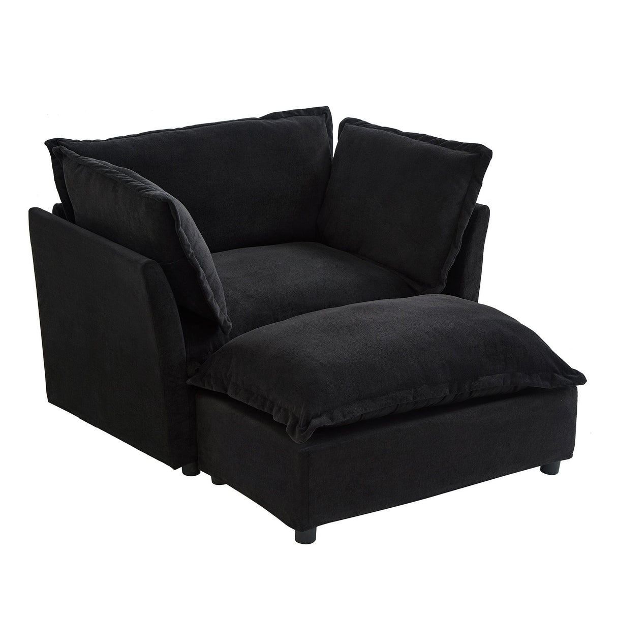 Modern Armchair Sofa 47" Cozy Upholstered Sofa Chair with Movable Ottoman