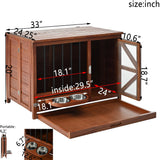 33" Solid Wood Dog Crate Furniture Foldable Indoor Kennel