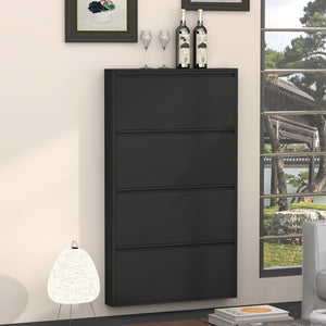 Metal Shoe Cabinet with 4 Flip Drawers