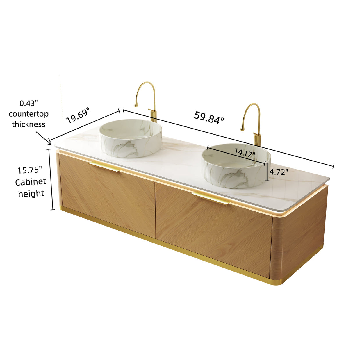 DIPA 60" Bathroom Vanity & Sinks
