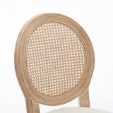 Upholstered Bar Stool with Round Rattan Back, Set of 2