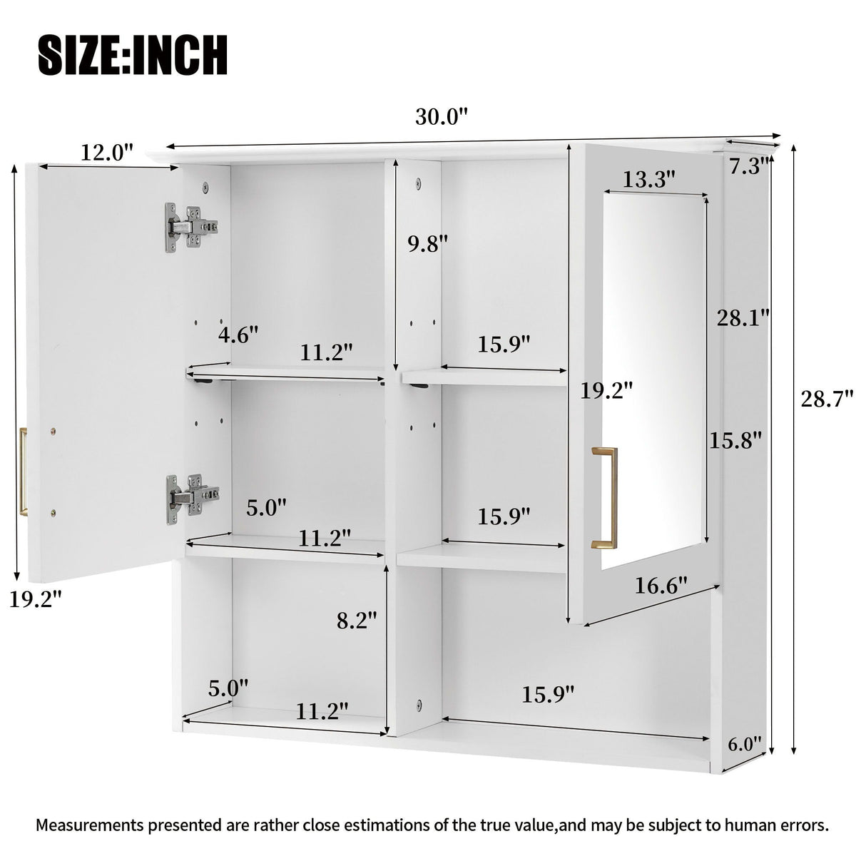 2 In 1 Wall-Mounted Mirror Cabinet With Adjustable Shelves, Soft-Close Doors, High-Definition Mirror & Storage