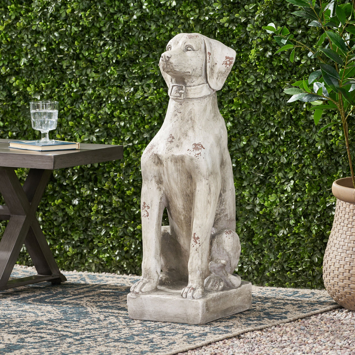 MGO Dog Decor Outdoor Dog Statue, Antique