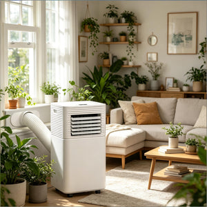 4-in-1 Versatile Mobile Air Conditioner with LED Display - Black & White